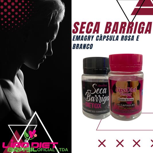 Seca Belly &amp; Lipo Diet Emagry Cápsula Blanca y Rosa