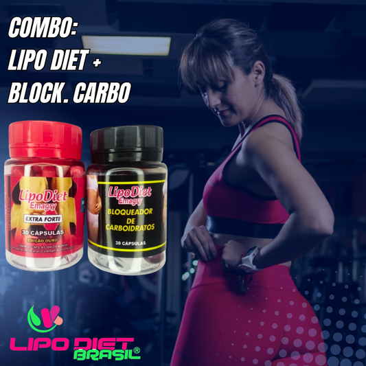 COMBO EMAGRECEDOR - LIPODIET CÁPSULASROSA & BLOQUEADOR DE CARBOIDRATOS