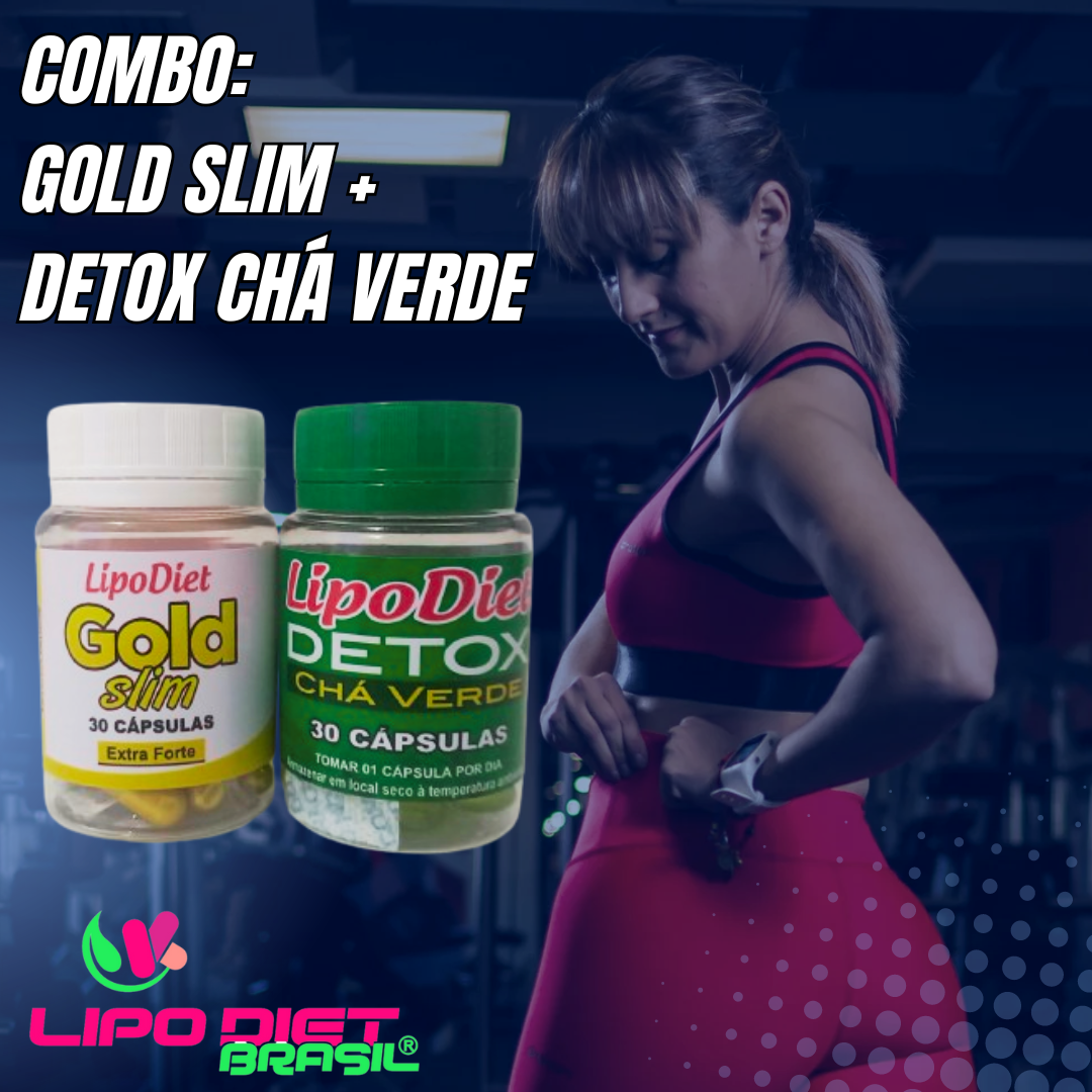 Combo emagrecedor: GOLD SLIM POTENTE INIBIDOR DE APETITE & DETOX CHÁ VERDE