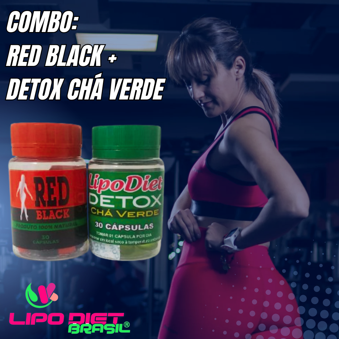 COMBO EMAGRECEDOR: Red black pontente inibidor de apetite & detox chá verde