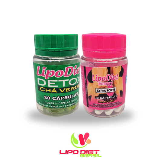 Detox Chá Verde & Lipo Diet Caps Rosa C/ Branco