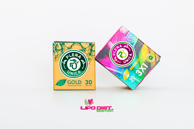 PLENA ÚNICA GOLD EMAGRECEDOR 750mg + PLENA ÚNICA EMAGRECEDOR 3 Em 1