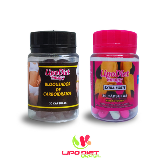 COMBO EMAGRECEDOR - LIPODIET CÁPSULAS ROSA & BLOQUEADOR DE CARBOIDRATOS